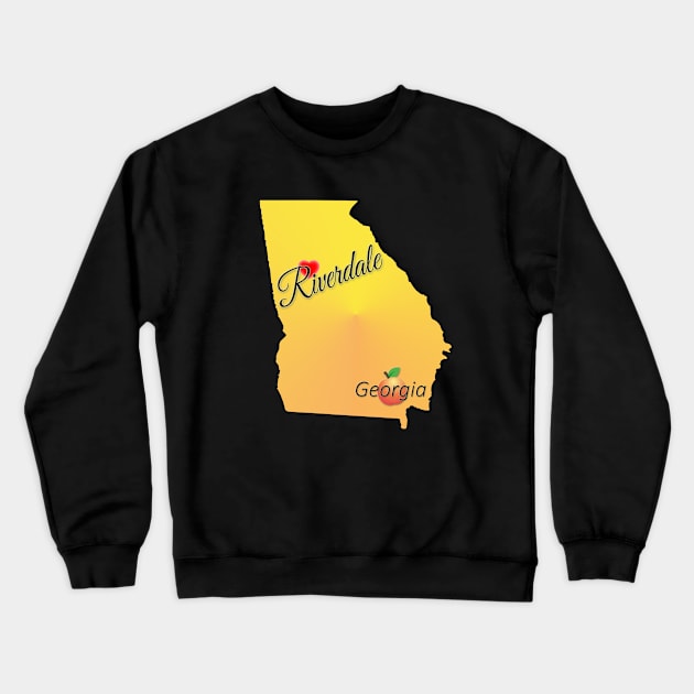 Riverdale Georgia state with heart locator Crewneck Sweatshirt by Silver Pines Art